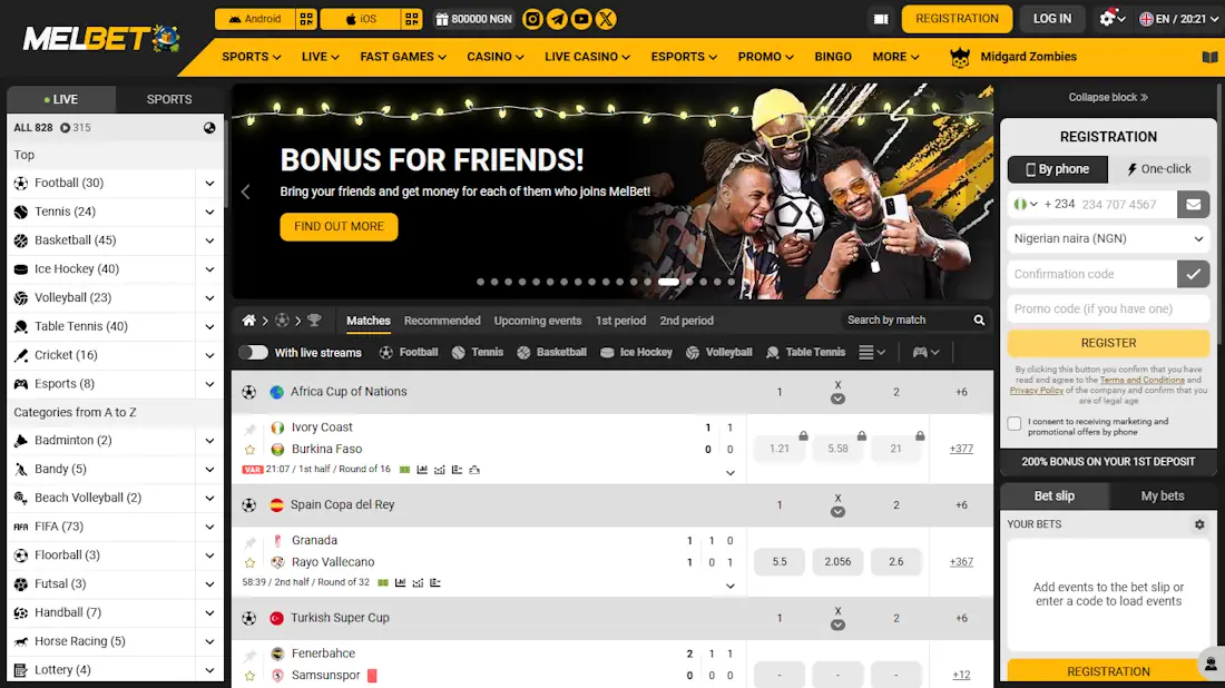 Melbet Sportsbook and Casino Screenshot